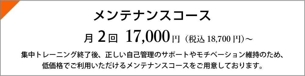 メンテナンスコース月2回 17,000円(税込 18,700 円)~